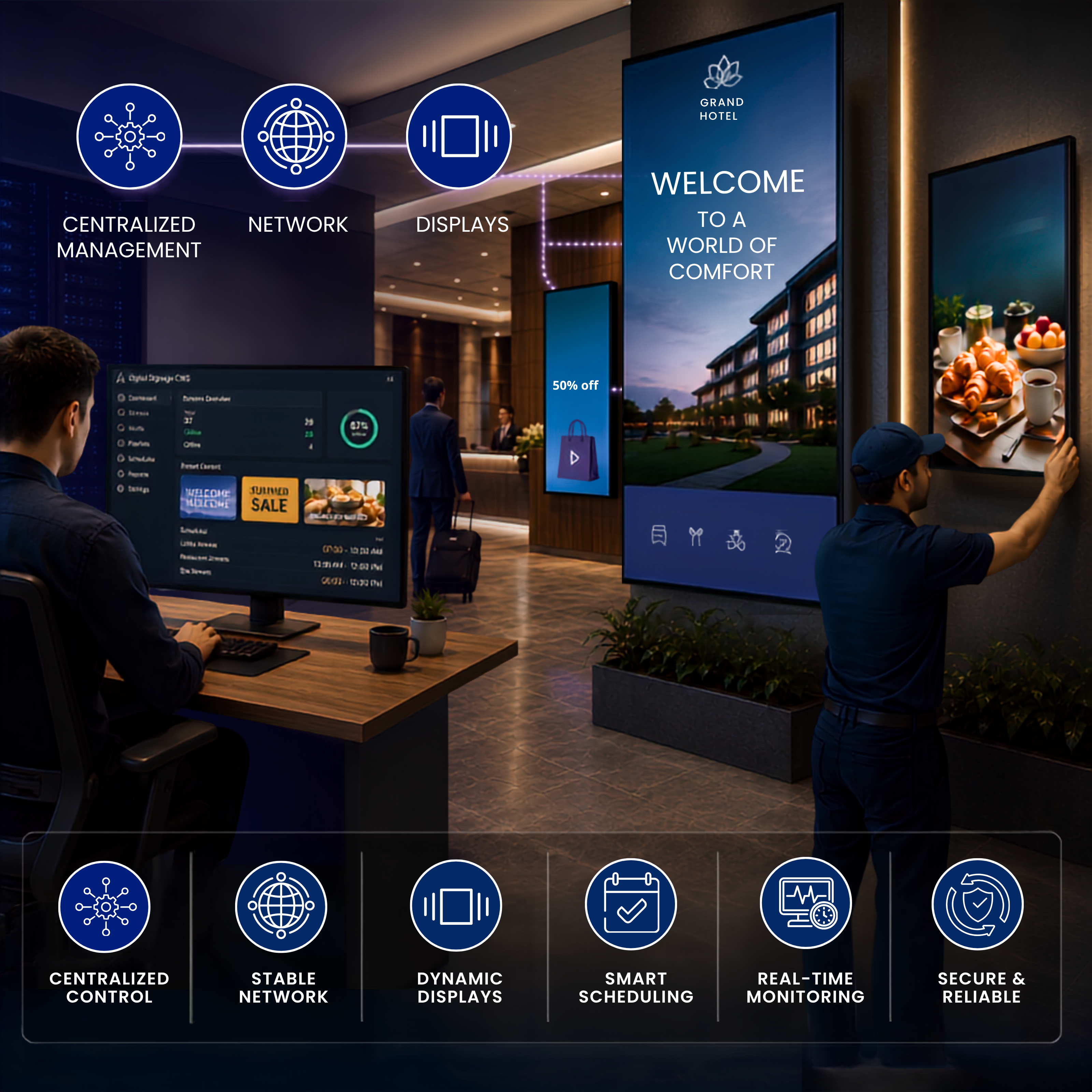 Digital Signage AMC for hotels and buildings