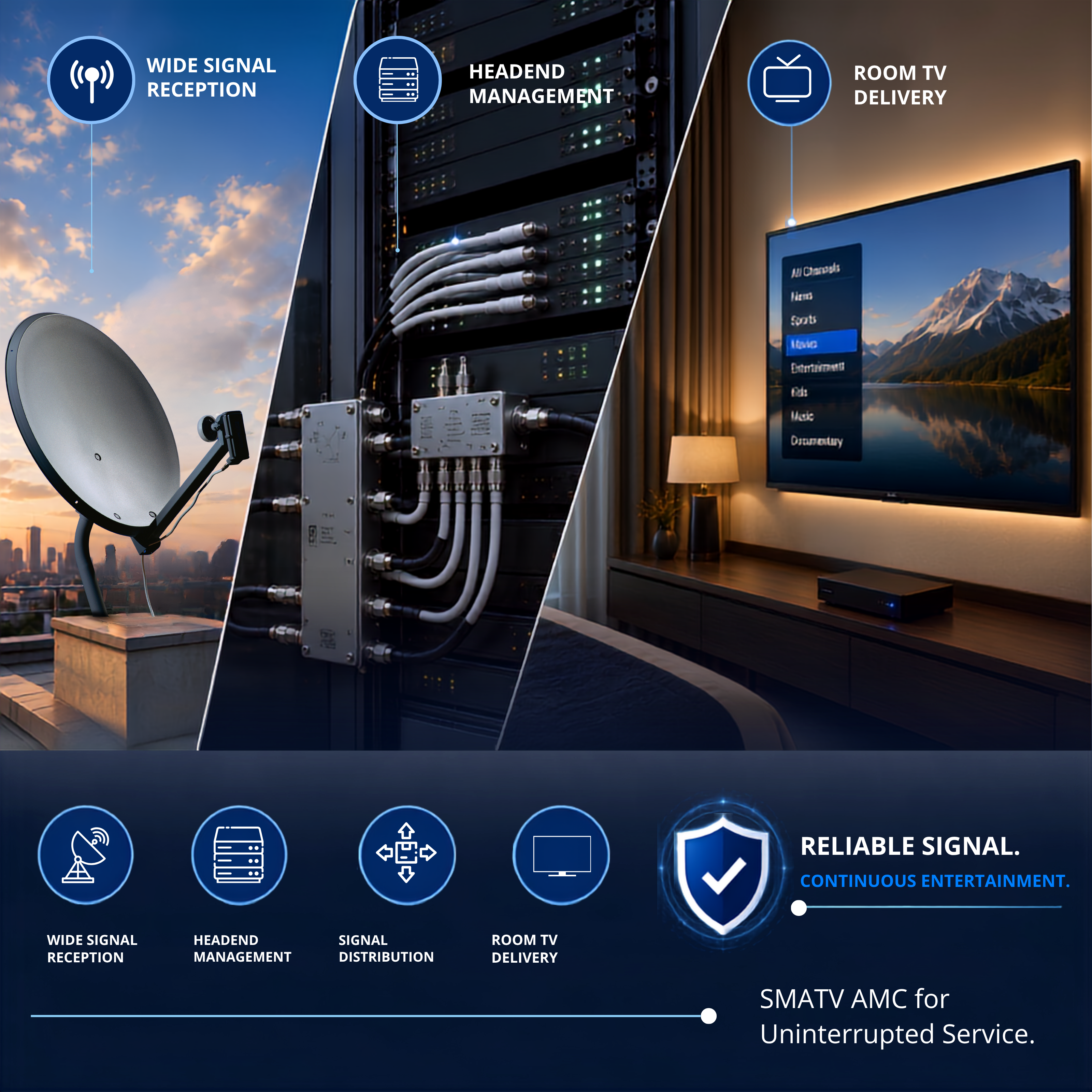 SMATV AMC system inspection and signal testing