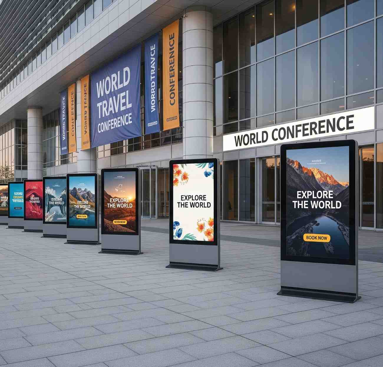 Floor-standing digital signage display screen