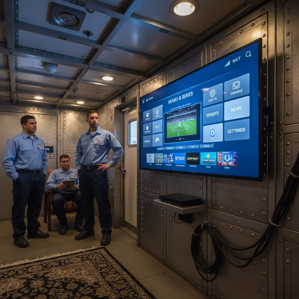 Centralized IPTV management system dashboard for offshore operations