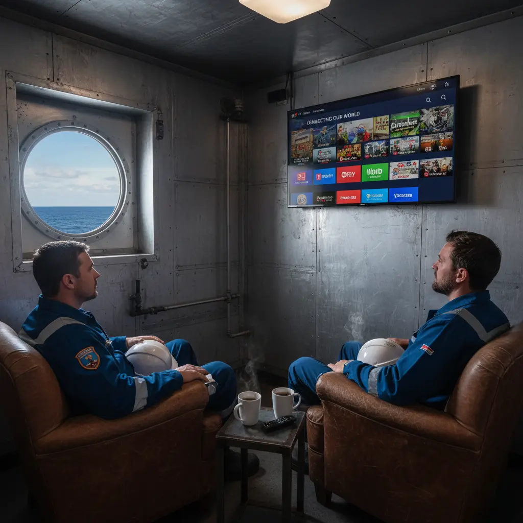 IPTV system installed on offshore oil rig crew quarters