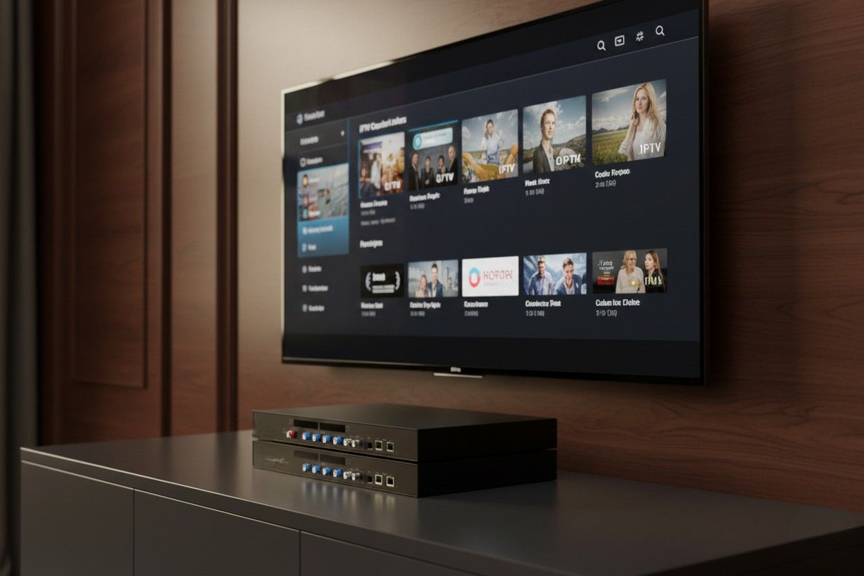 IPTV headend equipment installed in a central control room