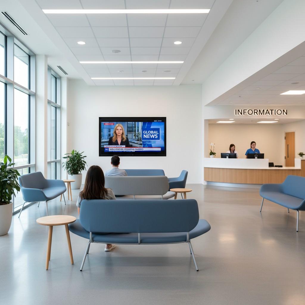 Hospital waiting area TV – Satellite TV for Hospitals delivering multiple HD channels.